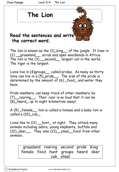 Library Lion Worksheet