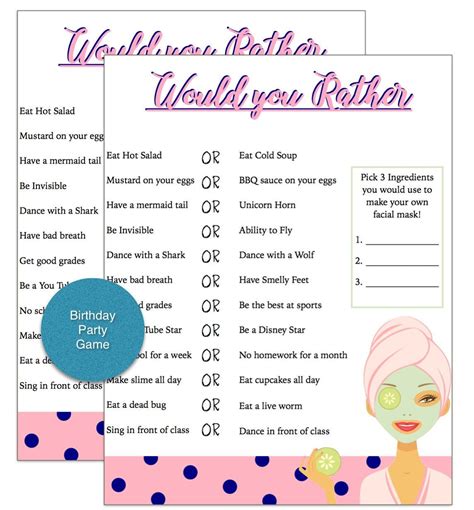 Girls Slumber Party Birthday Party Game Girls Spa Party Girls