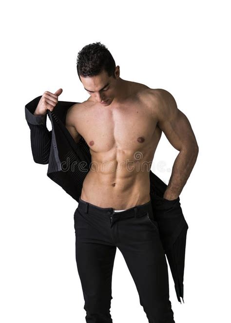 Handsome Muscular Young Man Taking Off Shirt Stock Image Image Of