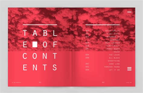 Table Of Contents Design Layout Design Inspiration Magazine Layout