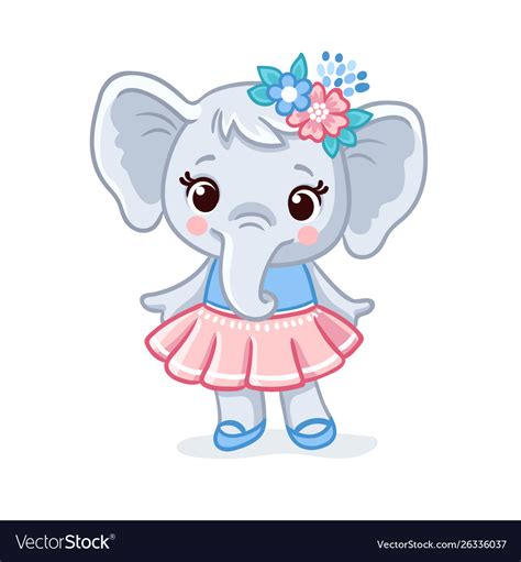 Baby Elephant In A Beautiful Dress Animal Vector Image