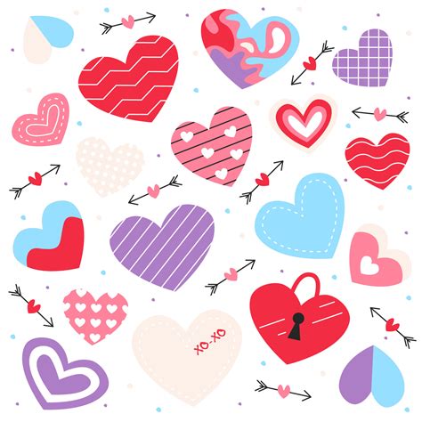 Heart Shape Collection With Different Textures Usable Design Elements