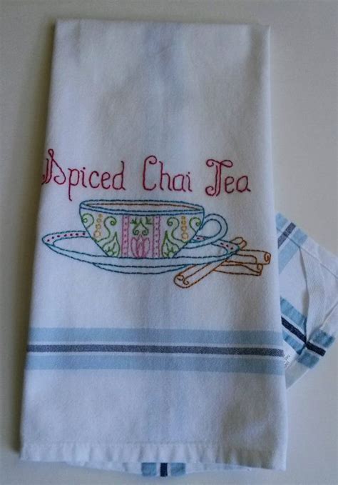 Hand Embroidered Teacup Hand Embroidered Tea Towel Teacup Etsy Hand
