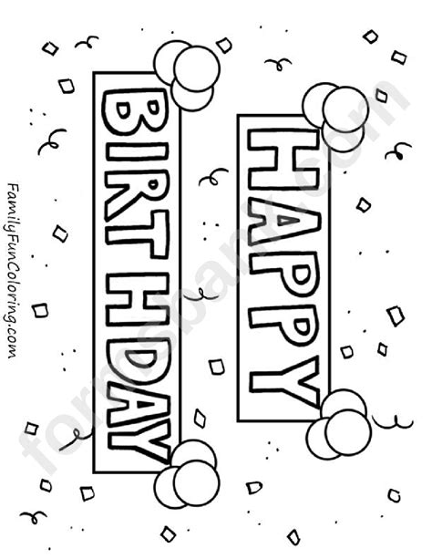 Banner Happy Birthday Coloring Sheets Printable Pdf Download