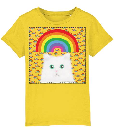 Camiseta Arco Iris Rosa Para Niños 3 14 Yrs Rainbow Kitty Eco Etsy