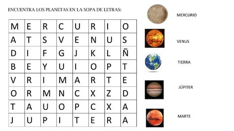 Ejercicio De Sopa De Letras De Planetas Sopa De Letras Planetas Del