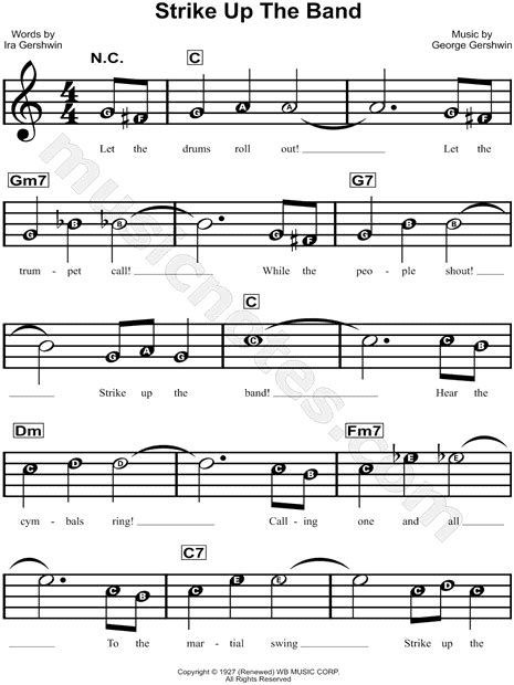 George Gershwin Strike Up The Band Sheet Music For Beginners In C