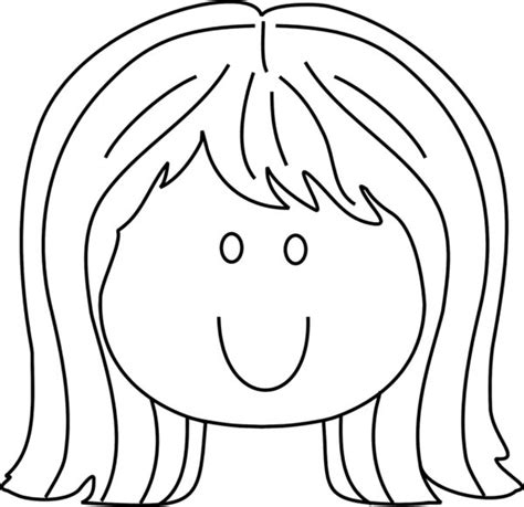 Little Girl Smiling Face Coloring Page Little Girl Smiling Face