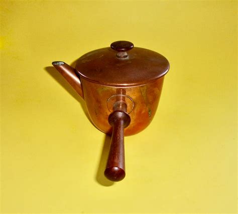 Norwegian Coffee Pot Copper Antique Wood Side Handle Lidded Etsy