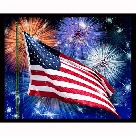 Usa Flag Fireworks Night Light Designs
