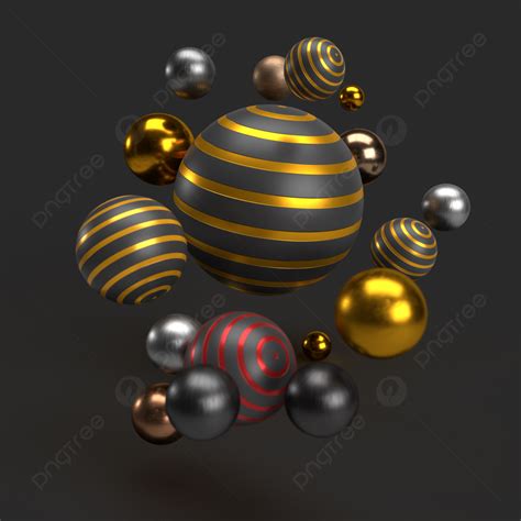 Abstract Background With 3d Golden And Black Spheres Bubbles 3d