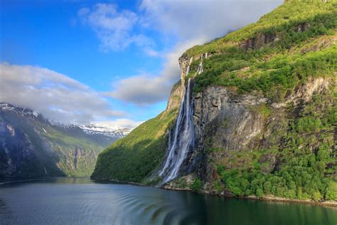The Seven Sisters Waterfalls At The Geiranger Fjord In Norway