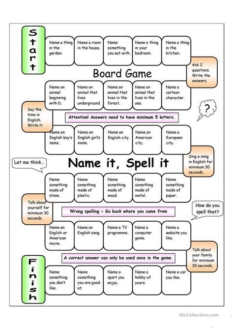 Board Game Name It Spell It English Lessons For Kids Speaking