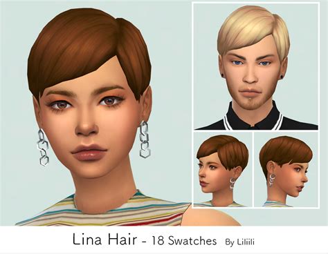 Desires Cc Finds Liliili Sims Lina Hair 18 Swatches Ea Color