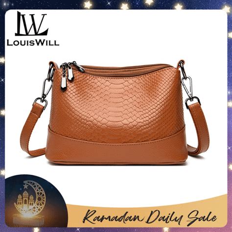 Louiswill Womens Bag Crocodile Pattern Soft Leather Bag Multi Layer
