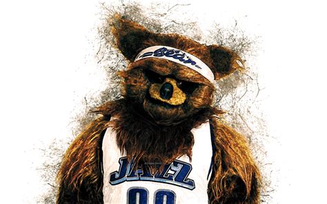 Download Wallpapers Jazz Bear Official Mascot Utah Jazz Portrait 4k