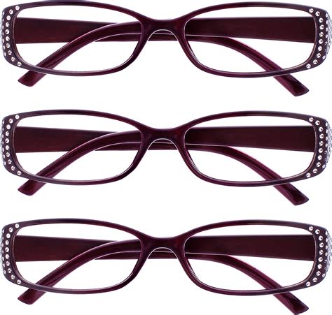 The Reading Glasses Company Black And Purple Diamonte Style Readers Value 3 Pack Designer Style