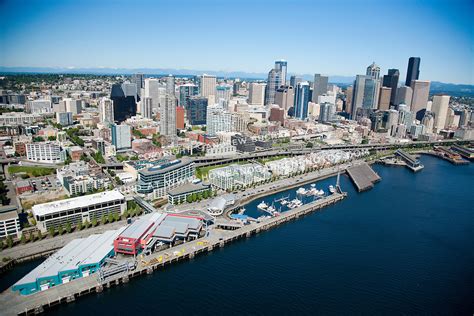 Df022253aerial Seattle Waterfront Stock Photo