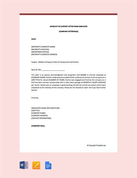 Letter financial support template beautiful english letter. FREE 12+ Sample Affidavit of Support Letter Templates in ...