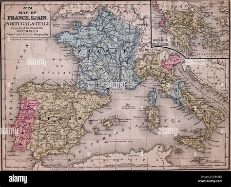 Mapa De Francia España Portugal Grecia E Italia Con Un Recuadro