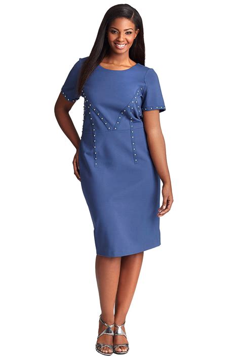 Plus Size Studded Ponte Dress In Ensign Blue Mynt 1792