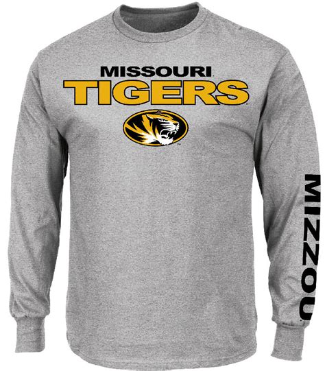Missouri Tigers Grey Majestic Plan Of Attack Mens Long Sleeve Tee Shirt Missouri Tigers T