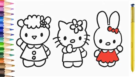 Belajar Menggambar Hello Kitty Warna Warni Belajar Menggambar Dan