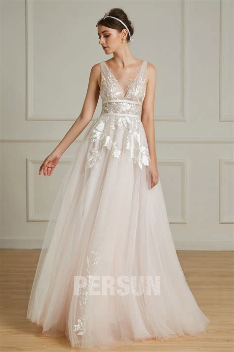 Sexy Boho Summer Wedding Dresses 2019 In Pale Pink Tulle Hs170813