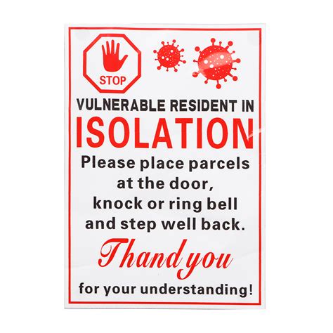 10pc Self Isolation Bacterial Front Door Sticker Sign Wall Sticker