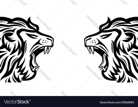 Two Angry Roaring Lions Royalty Free Vector Image