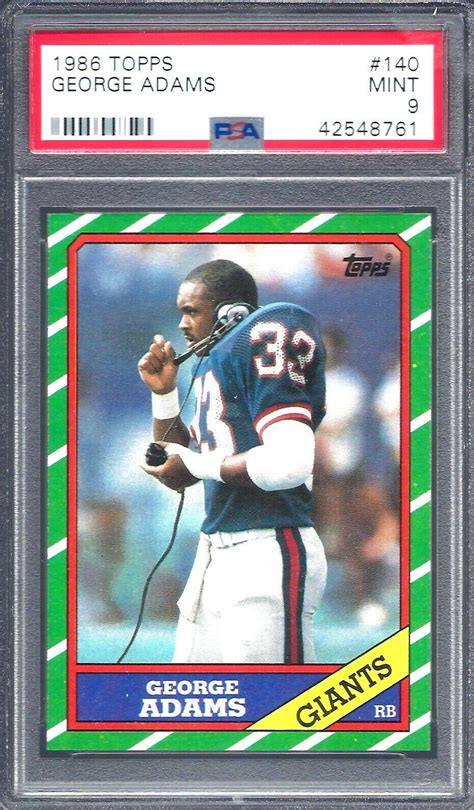 George Adams 140 Prices Rookie 1986 Topps Football Cards