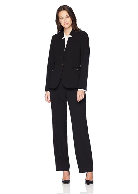 Tahari Tahari By Arthur S Levine Womens Bistretch Pant Suit With Star Neck Bottoms