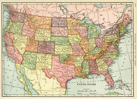 Antique Map Of United States Free Image Old Design Shop Blog
