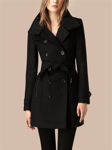 Short Double Wool Twill Trench Coat In Black Women Burberry United