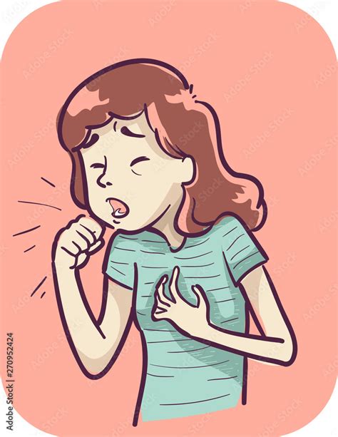 girl symptom cough and shortness of breath stock vector adobe stock