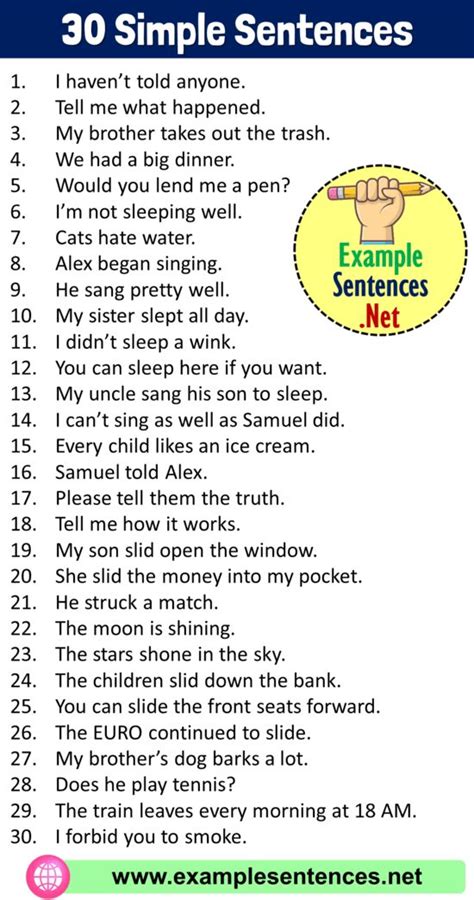 30 Simple Sentences Examples 30 Example Of Simple Sentence Example