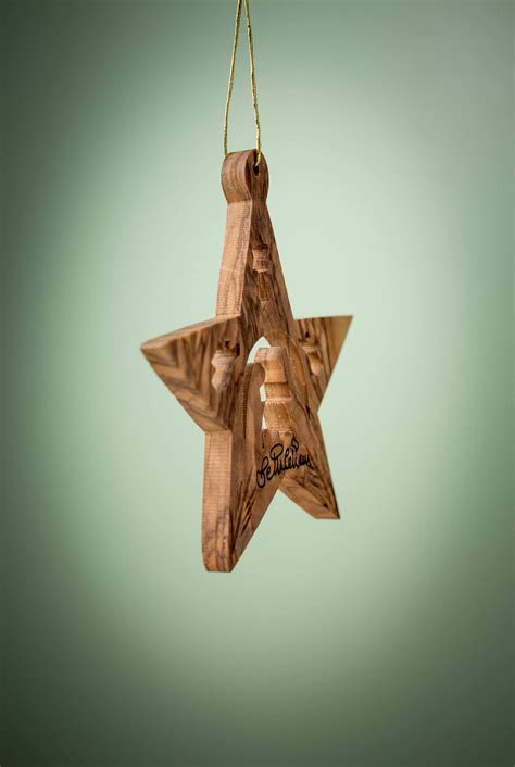 B05olive Wood Ornament Hand Carved Christmas Tree Etsy