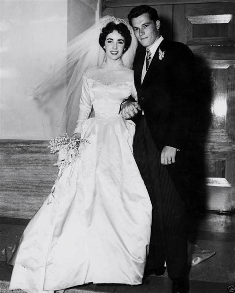 Elizabeth Taylor And Conrad Nicky Hilton Wedding Day 8x10 Rare Photo Celebrity Bride Celebrity