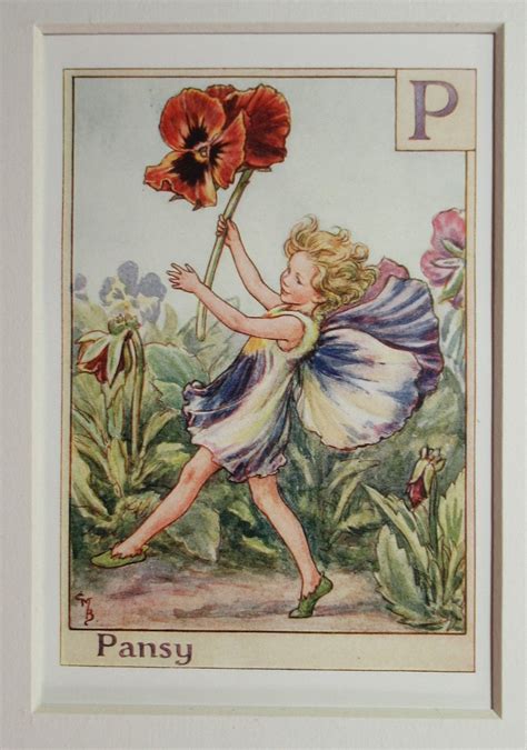 Alphabet Flower Fairiesfairy P For Pansy Fairy Vintage Etsy Uk