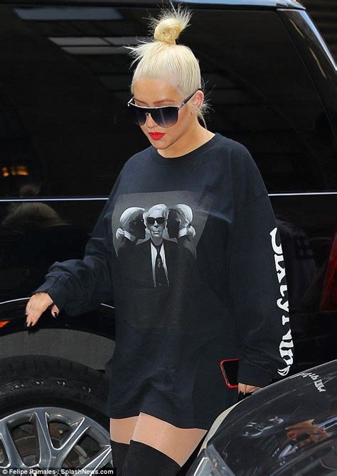 Christina Aguilera Struts Around In Baggy Shirt And Thigh High Boots