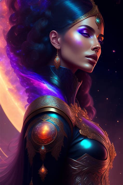 Lexica Cosmic Sorceress Nebulas Galactic Concept Art Portrait By