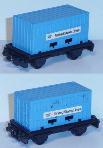 Matchbox 25 Flat Car Schwarz Psi Container Lichtblau United States