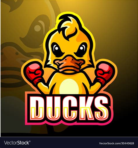 Boxing Duck Mascot Esport Logo Design Royalty Free Vector