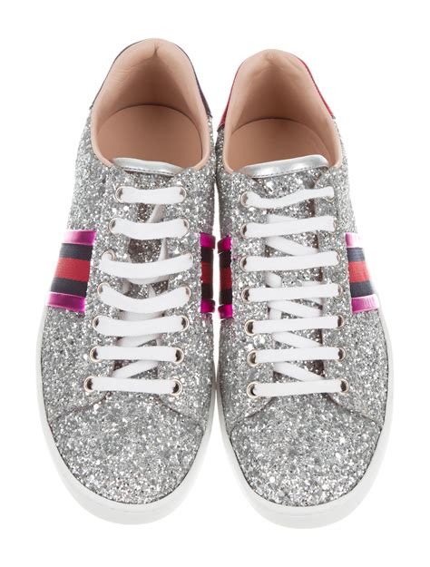Gucci Glitter Web Sneakers Shoes Guc181793 The Realreal