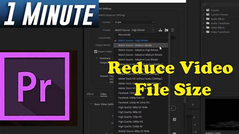 Adobe Premiere Pro How To Reduce Video File Size Compress Video