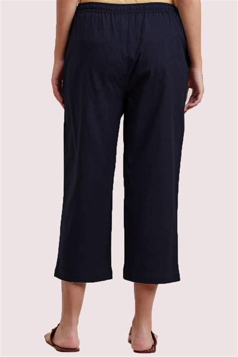 Buy Navy Blue Cotton Solid Women Culottes For Best Price Reviews Free Shipping
