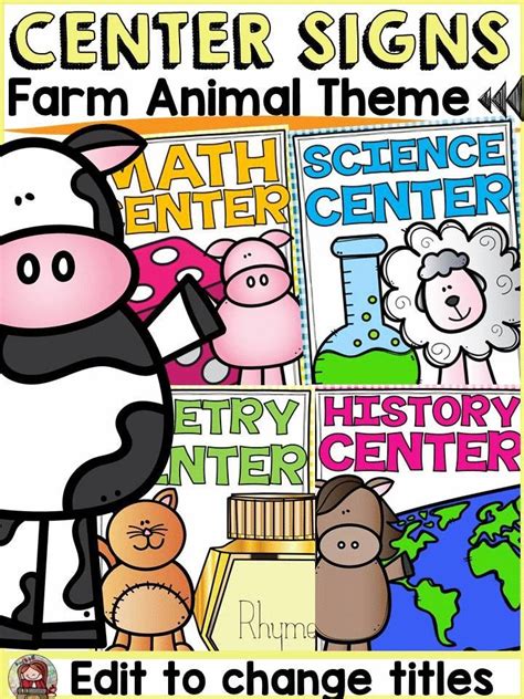 Use These 26 Editable Farm Themed Classroom Center Signs To Mark The