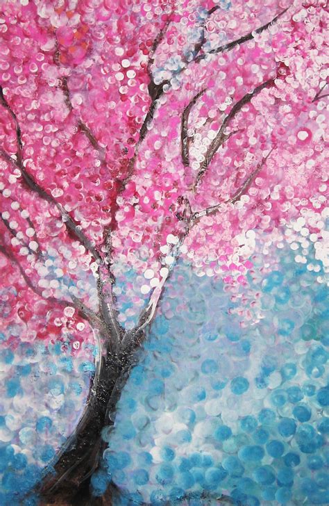 Cherry Blossom Painting Dot Art Painting Tree Painting Diy Painting