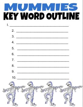 Only three words per sentence are allowed, although. IEW Mummies Key Word Outline | Outline, Writing lessons, In writing