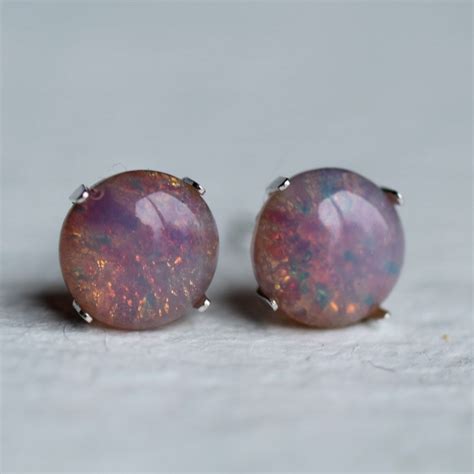 Pink Opal Earrings Sterling Silver With Vintage Glass By